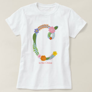 Gepersonaliseerd gloeizoenmonogram (C) T-shirt