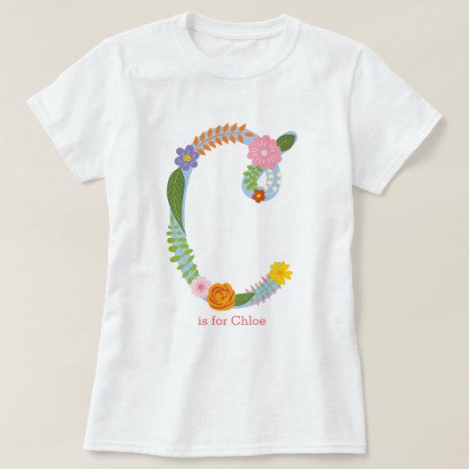Gepersonaliseerd gloeizoenmonogram (C) T-shirt (Design voorkant)