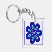 Gepersonaliseerd goede vibes, blauwe bloemen kwaad sleutelhanger (Voorkant Links)
