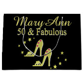 GEPERSONALISEERD GOLD 50 & FABULOUS SHOE QUEEN CAD LARGE CADEAUTASJE (Voorkant)