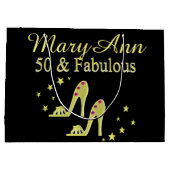 GEPERSONALISEERD GOLD 50 & FABULOUS SHOE QUEEN CAD LARGE CADEAUTASJE (Achterkant)