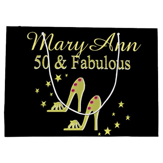 GEPERSONALISEERD GOLD 50 & FABULOUS SHOE QUEEN CAD LARGE CADEAUTASJE (Achterkant)