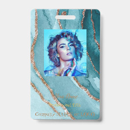 Gepersonaliseerd Gold Blauwgroen blauw merkteken Badge