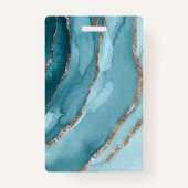 Gepersonaliseerd Gold Blauwgroen blauw merkteken Badge (Achterkant)