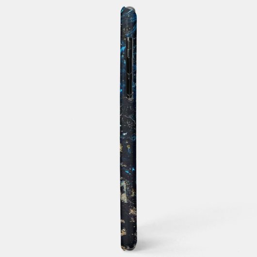 Gepersonaliseerd Gold Blue MARBLE Phone Case Initi (Achterkant/links)