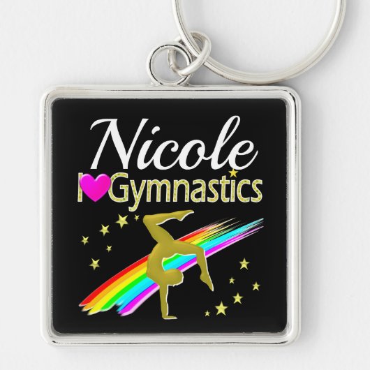 GEPERSONALISEERD GOLD GYMNASTICS LOVE ONTWERP SLEUTELHANGER (Voorkant)