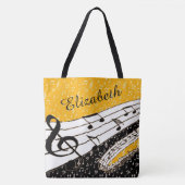 Gepersonaliseerd Gold-muziekthema Tote Bag (Voorkant)