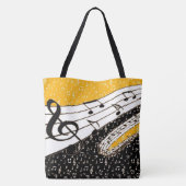 Gepersonaliseerd Gold-muziekthema Tote Bag (Achterkant)