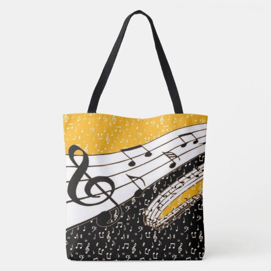 Gepersonaliseerd Gold-muziekthema Tote Bag (Achterkant)