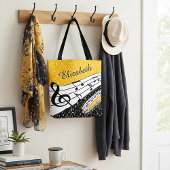 Gepersonaliseerd Gold-muziekthema Tote Bag
