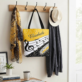 Gepersonaliseerd Gold-muziekthema Tote Bag