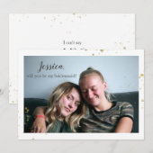 [Gepersonaliseerd] Gold Splash Bruidsmeisje Voorst Feestdagenkaart (Voorkant / Achterkant)