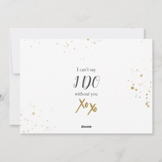 [Gepersonaliseerd] Gold Splash Bruidsmeisje Voorst Feestdagenkaart (Achterkant)