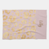 Gepersonaliseerd Golden Metallic Pink Cheetah Prin Theedoek (Horizontaal)