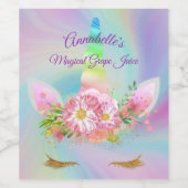 Gepersonaliseerd Golden Rainbow Eenhoorn Juice Lab Wijn Etiket (Enkel label)