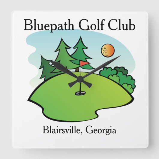 Gepersonaliseerd Golf Club Wall Clock Vierkante Klok (Voorkant)