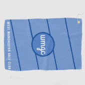 Gepersonaliseerd Golfclub Naam Blauwe Strepen Golf Golfhanddoek (Horizontaal)