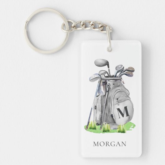 Gepersonaliseerd Golfer Monogram Sleutelhanger (Voorkant)