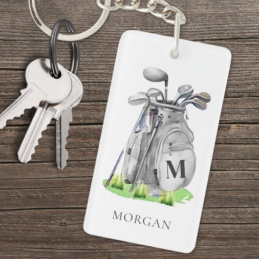 Gepersonaliseerd Golfer Monogram Sleutelhanger
