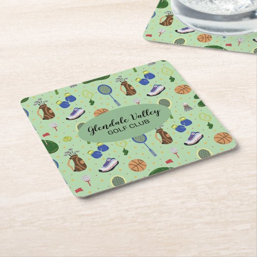 Gepersonaliseerd golfthema kartonnen onderzetters (Schuin)
