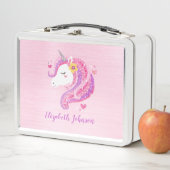 Gepersonaliseerd goochelroze glitter Unicorn gezic (In situ)