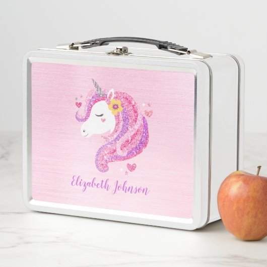 Gepersonaliseerd goochelroze glitter Unicorn gezic (In situ)