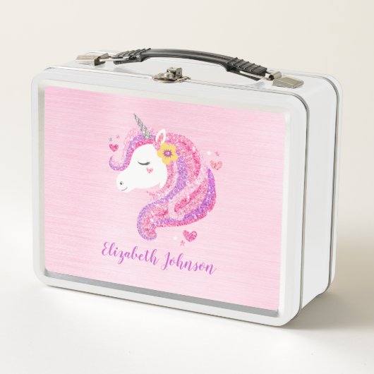 Gepersonaliseerd goochelroze glitter Unicorn gezic (Voorkant)