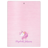 Gepersonaliseerd goochelroze glitter Unicorn gezic Klembord (Achterkant)