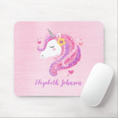 Gepersonaliseerd goochelroze glitter Unicorn gezic Muismat (Met muis)