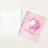 Gepersonaliseerd goochelroze glitter Unicorn gezic Planner (Display)