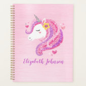 Gepersonaliseerd goochelroze glitter Unicorn gezic Planner (Voorkant)