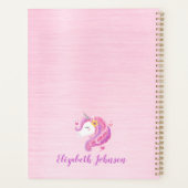 Gepersonaliseerd goochelroze glitter Unicorn gezic Planner (Achterkant)