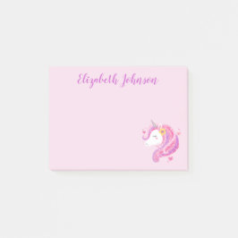 Gepersonaliseerd goochelroze glitter Unicorn gezic Post-it® Notes