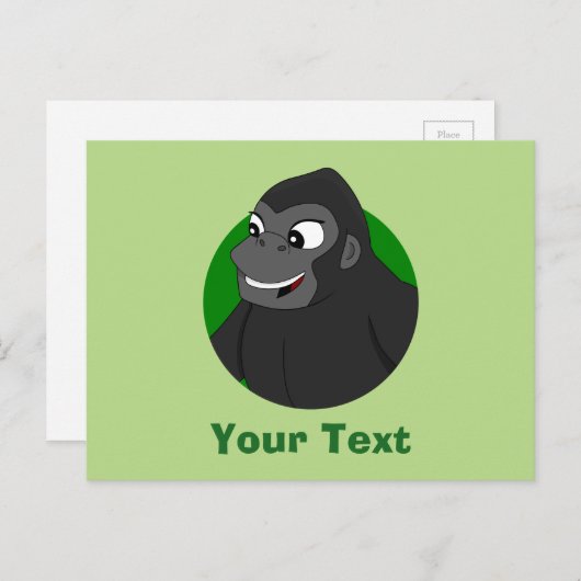 Gepersonaliseerd Gorilla Cartoon Briefkaart (Voorkant / Achterkant)
