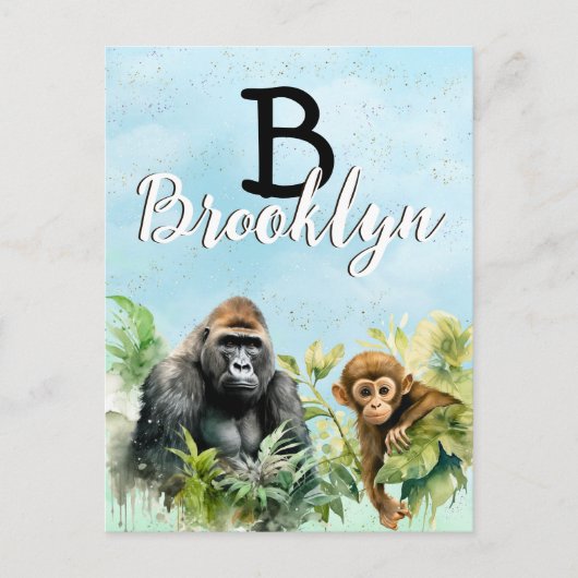 Gepersonaliseerd Gorilla Chimpanzee Oerwoud Monogr Briefkaart (Voorkant)