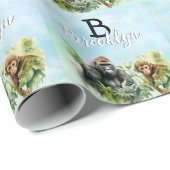 Gepersonaliseerd Gorilla Chimpanzee Oerwoud Monogr Cadeaupapier (Rol Hoek)