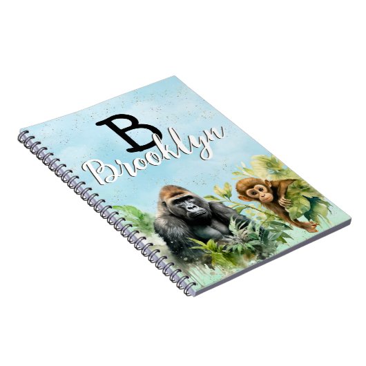 Gepersonaliseerd Gorilla Chimpanzee Oerwoud Monogr Notitieboek (Rechterzijde)