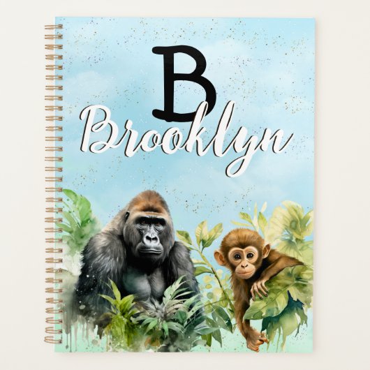 Gepersonaliseerd Gorilla Chimpanzee Oerwoud Monogr Planner (Voorkant)