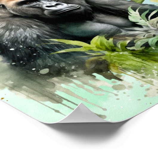 Gepersonaliseerd Gorilla Chimpanzee Oerwoud Monogr Poster (Hoek)