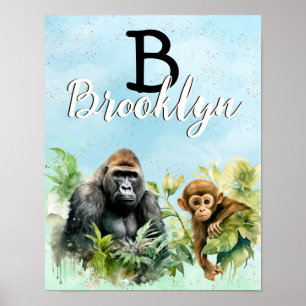 Gepersonaliseerd Gorilla Chimpanzee Oerwoud Monogr Poster