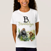 Gepersonaliseerd Gorilla Chimpanzee Oerwoud Monogr T-shirt (Voorkant)