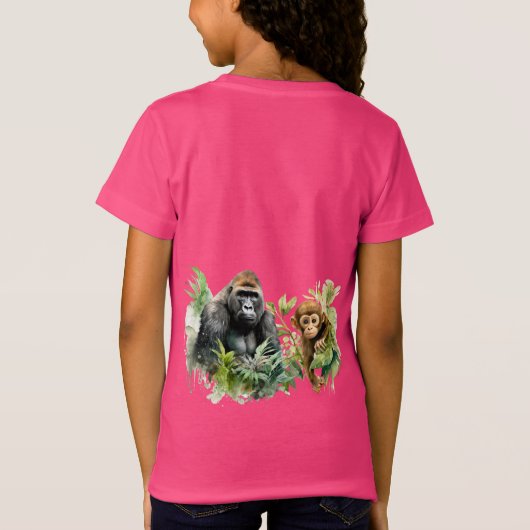 Gepersonaliseerd Gorilla Chimpanzee Oerwoud Monogr T-shirt (Achterkant)
