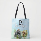 Gepersonaliseerd Gorilla Chimpanzee Oerwoud Monogr Tote Bag (Voorkant)