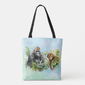 Gepersonaliseerd Gorilla Chimpanzee Oerwoud Monogr Tote Bag (Achterkant)