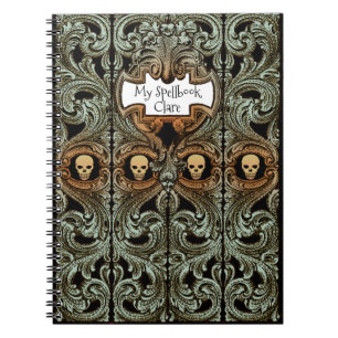 Gepersonaliseerd Gothic Groen Ornament & Schedel S Notitieboek