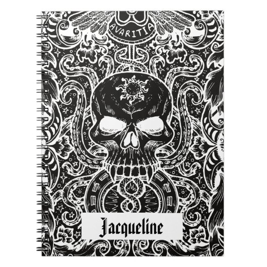 Gepersonaliseerd Gothic Skull Dark Art Notitieboek (Voorkant)