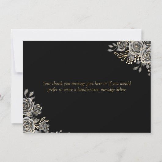 Gepersonaliseerd Gothic Zwart en Goud Script Bedankkaart (Achterkant)