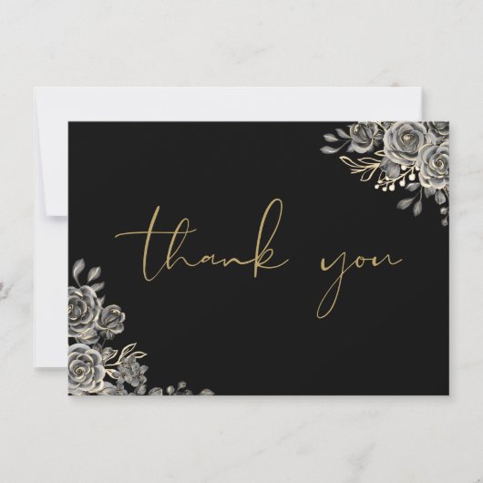 Gepersonaliseerd Gothic Zwart en Goud Script Bedankkaart (Voorkant)