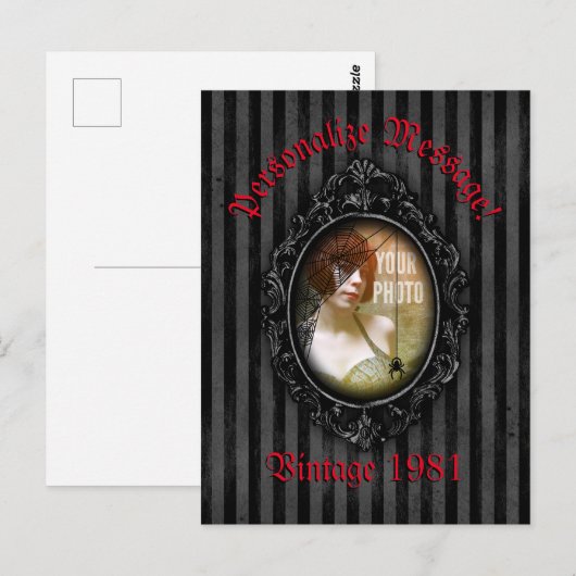 Gepersonaliseerd gotisch Lijst met spin Briefkaart (Voorkant / Achterkant)