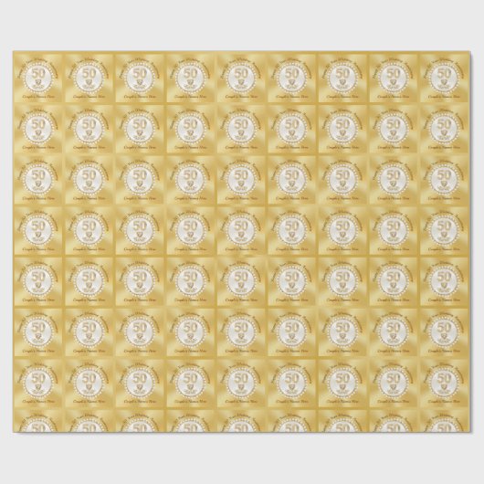 Gepersonaliseerd Goud, 50e Jubileum inpakpapier (Vlak)